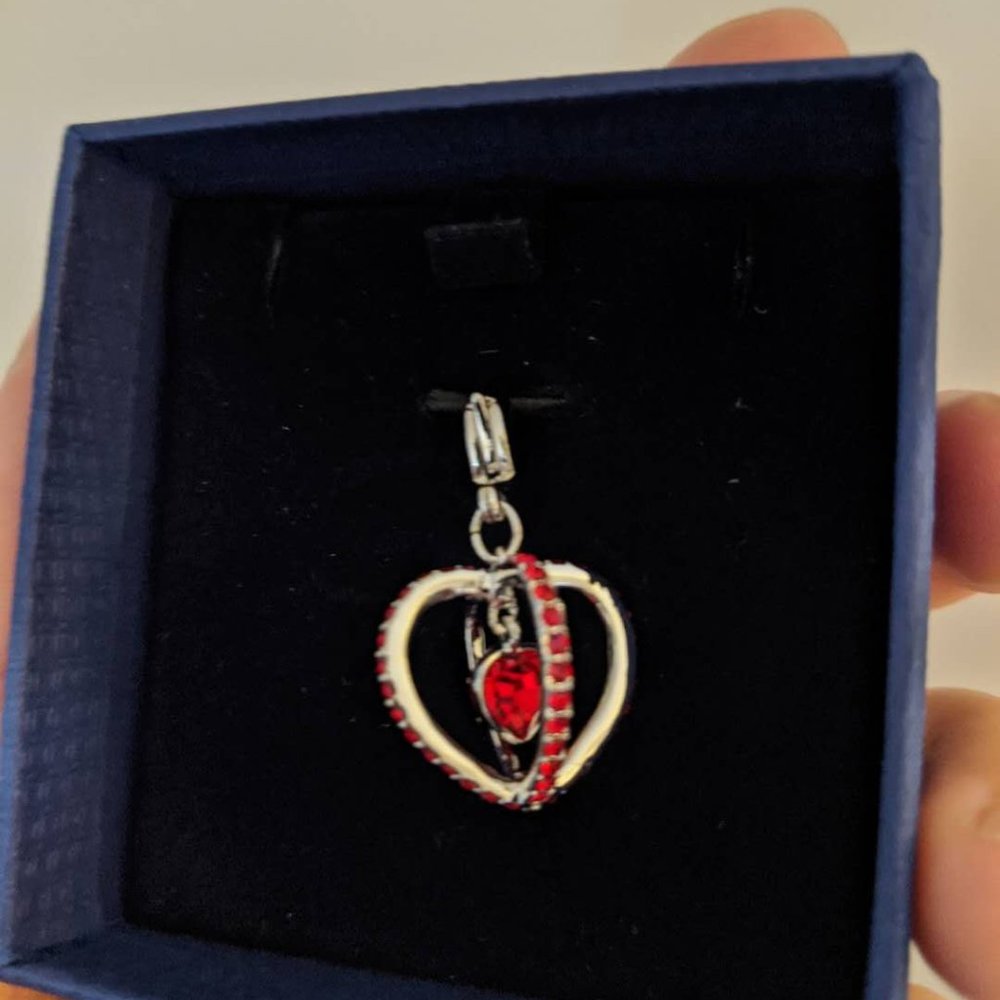 Swarovski caged heart charm